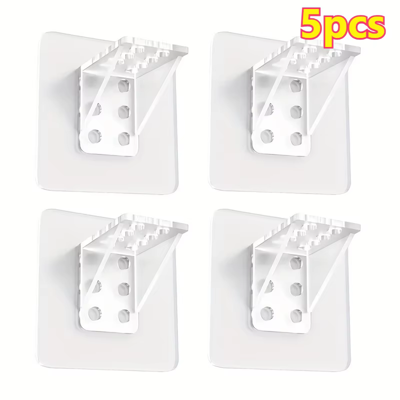 Supports d'étagère en plastique robustes, 5 pièces, support de couche sans perçage pour grandes plan