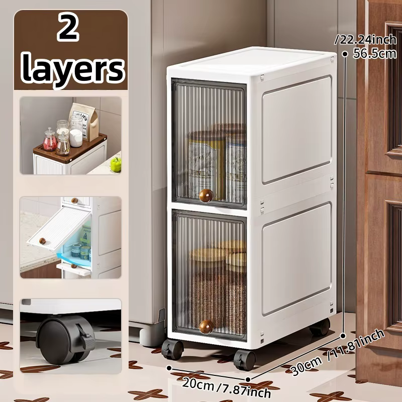 Armoire mince de rangement roulante de 20cm de large, 2 à 6 niveaux, grande capacité, peu encombrant