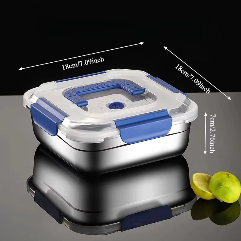 Conteneur de stockage des aliments rectangulaire hermétique, boîte à déjeuner en acier inoxydable av