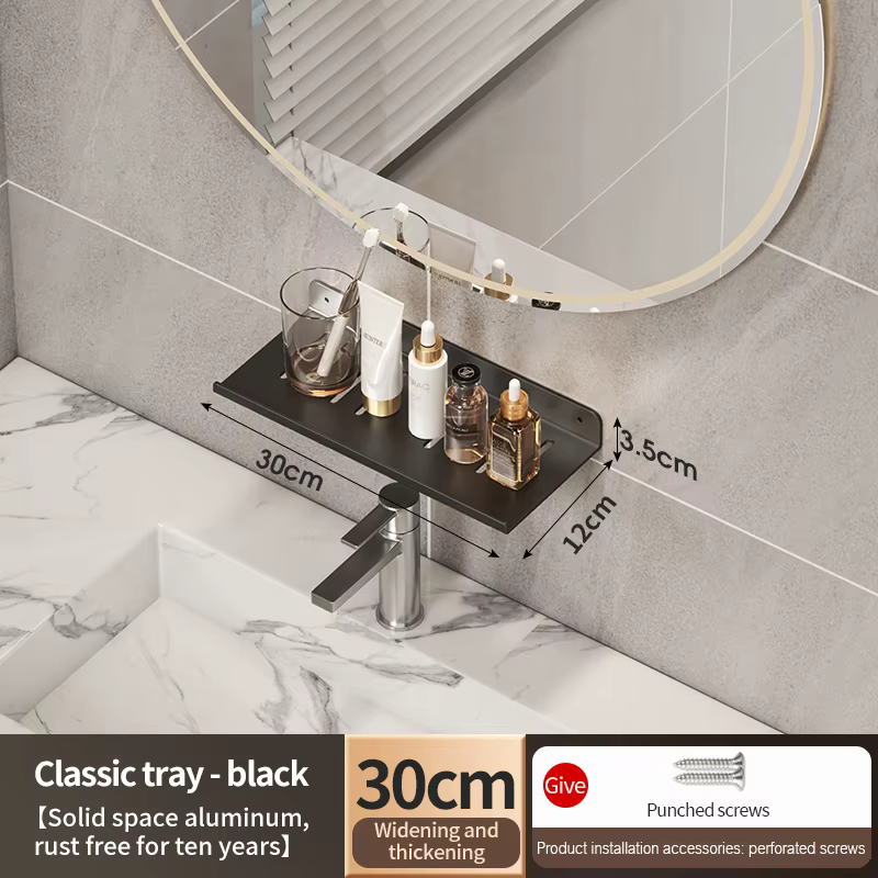 Étagère de salle de bain 30-80 cm, support de rangement mural en aluminium sans perçage pour toilett