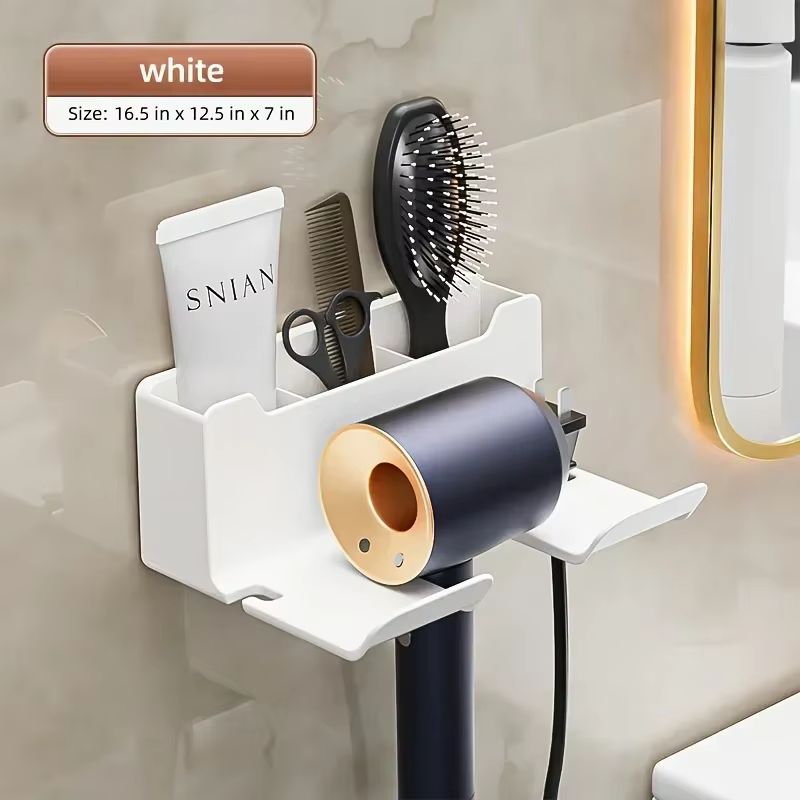 Étagère murale pour sèche-cheveux, support de shampoing pour salle de bain, lisseur de cheveux, supp
