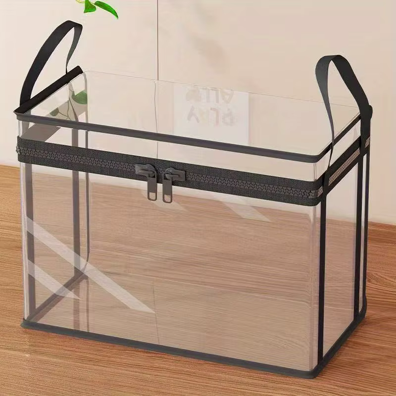 Sac de rangement en PVC avec couvercle rabattable et fenêtre de visualisation - Organisateur rectang