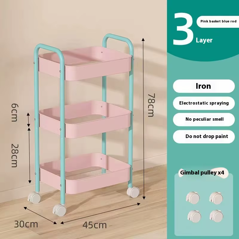 Petit chariot de rangement à 3 niveaux, support de stockage multifonctionnel pour la maison, la cuis