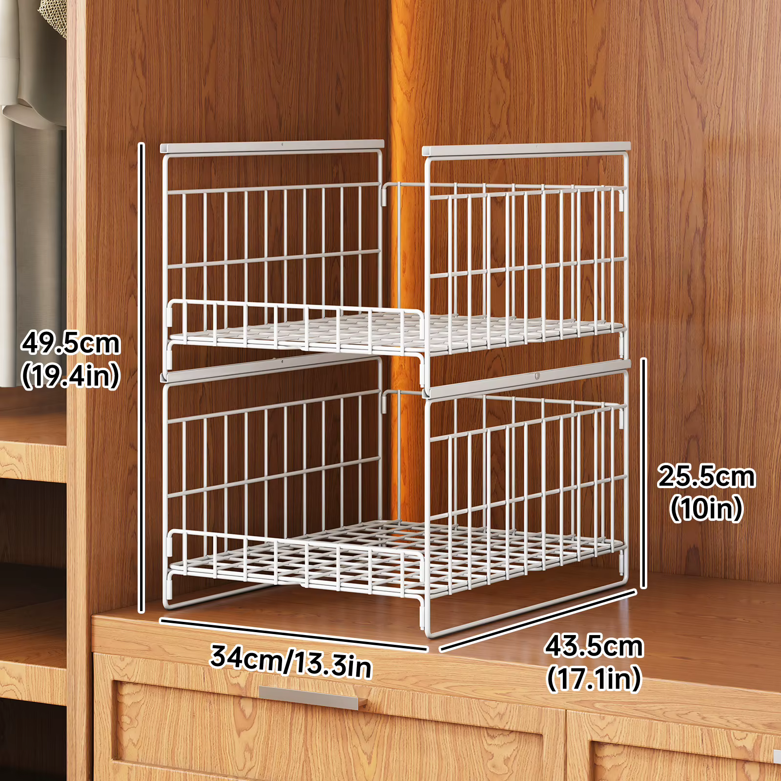 Étagère de rangement pour armoire à 2/3 niveaux avec paniers coulissants pour le tri et l'organisati