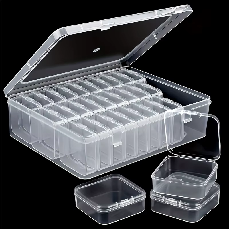 30 petites + 1 grande boîte de rangement en plastique, boîte rectangulaire durable pour bijoux, perl