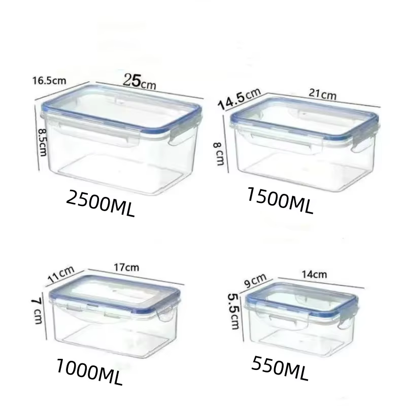 Boîte de rangement pour réfrigérateur rectangulaire scellée avec couvercle, bac à déjeuner en plasti