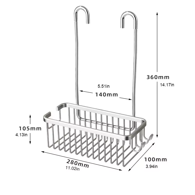 Étagère amovible sans perçage, panier de bain en aluminium, support à shampoing sans Perforation pou