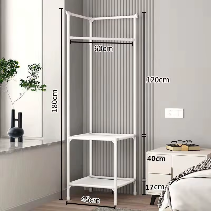 Porte-manteau d'angle autoportant multi-niveaux avec étagère de rangement pour chambre et salon, org