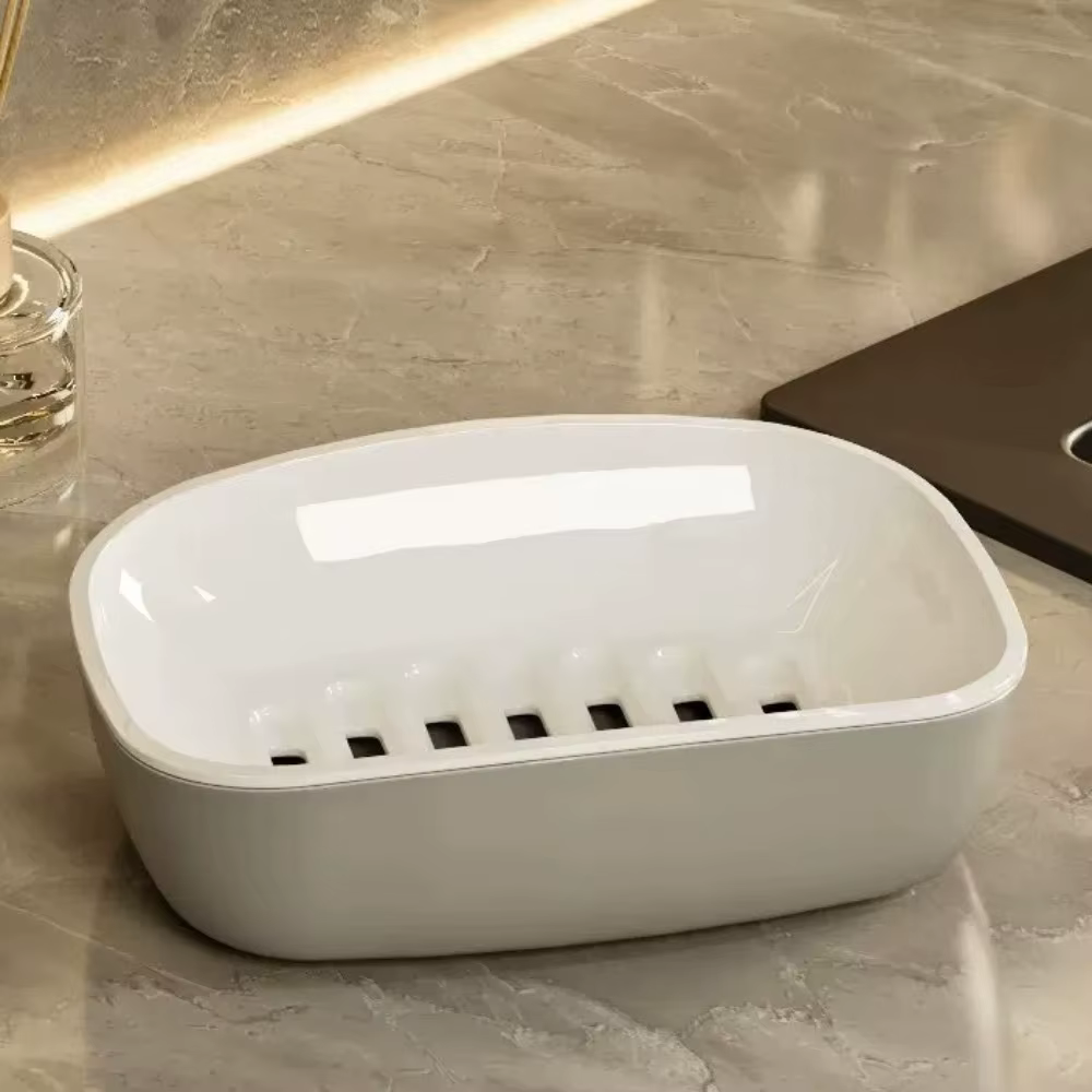 Boîte à Savon Double Couche à Séchage Rapide en Plastique Étanche avec Drainage Antidérapant, Suppor