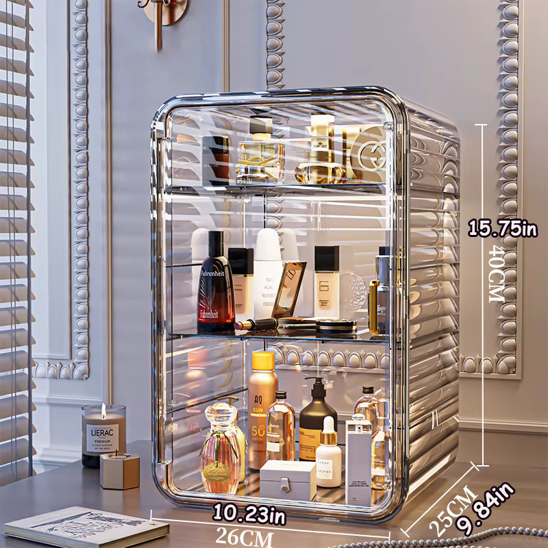 Boîte de rangement de maquillage multi-couches élégante avec couvercle magnétique et design anti-pou
