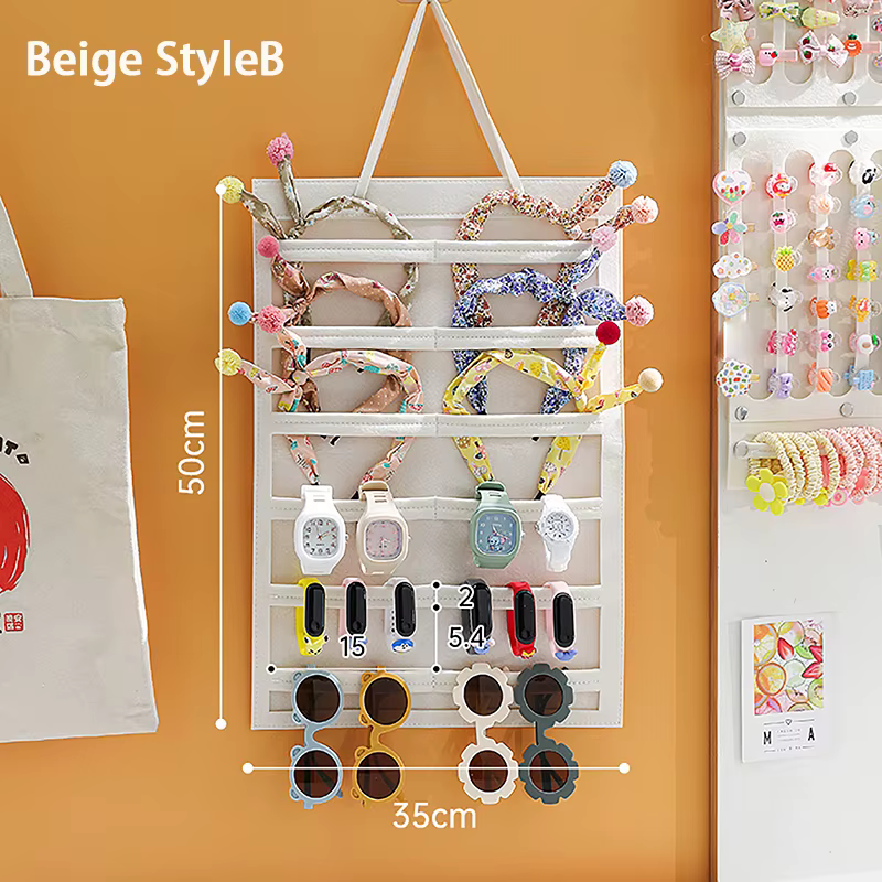 Organisateur mural de rangement pour chambres de filles, accessoire gain de place pour nœuds et pinc