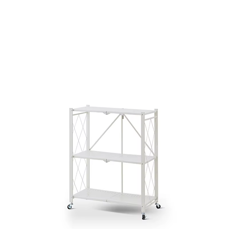 Support de rangement en métal 3/4/5 couches avec roulettes, support de rangement pliable et portable