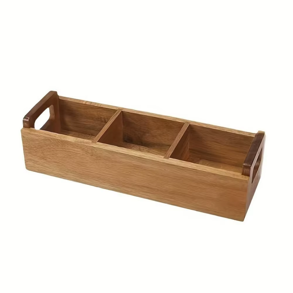 Boîte de rangement en bois pour sachets de thé, avec poignées double face, grande capacité, support 