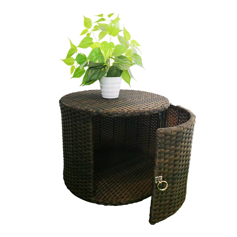 Armoire à chaussures de balcon en rotin moderne, organisateur de rangement rond résistant au soleil,