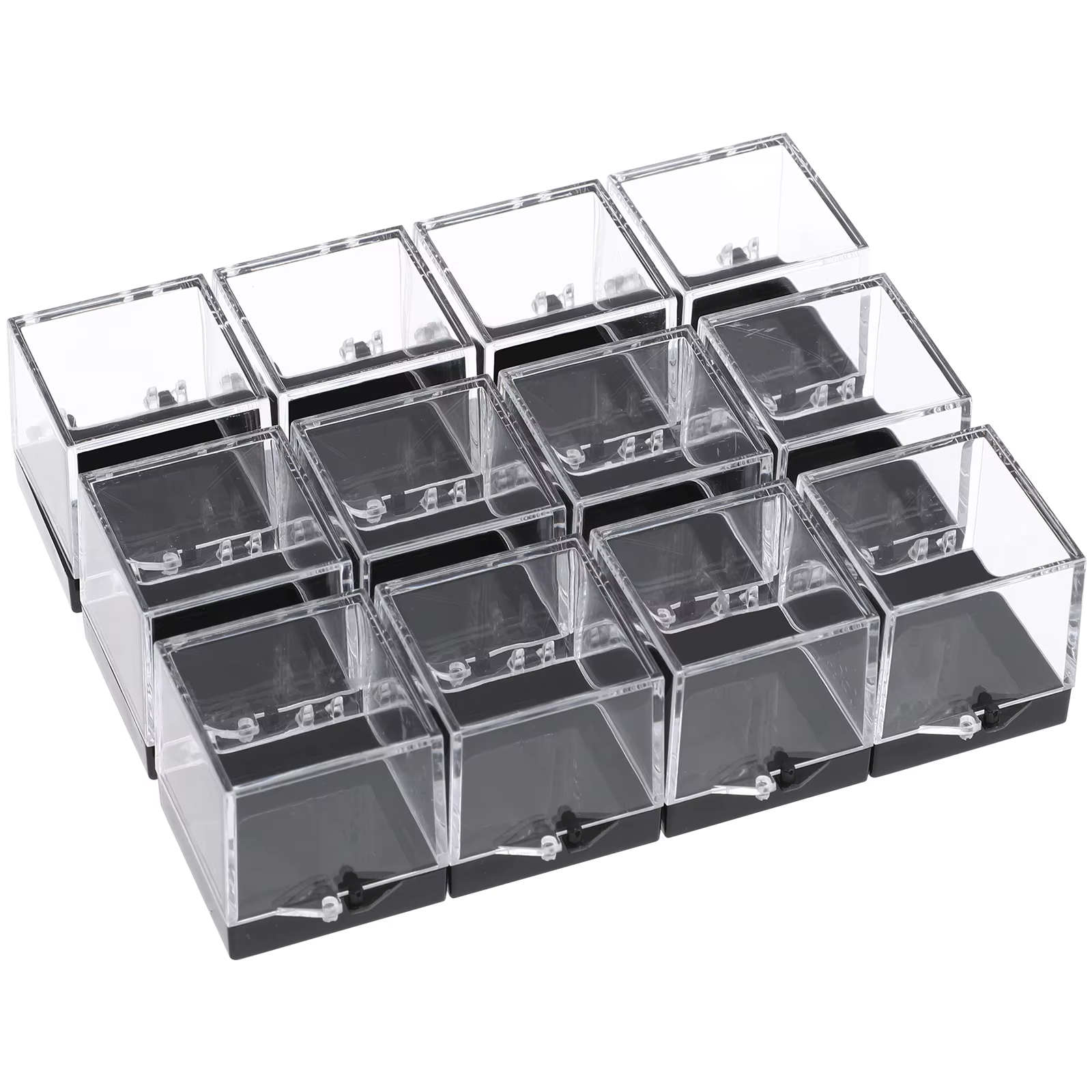 Boîte transparente pour collection de minéraux, 12 pièces, boîte de rangement pour pierres naturelle