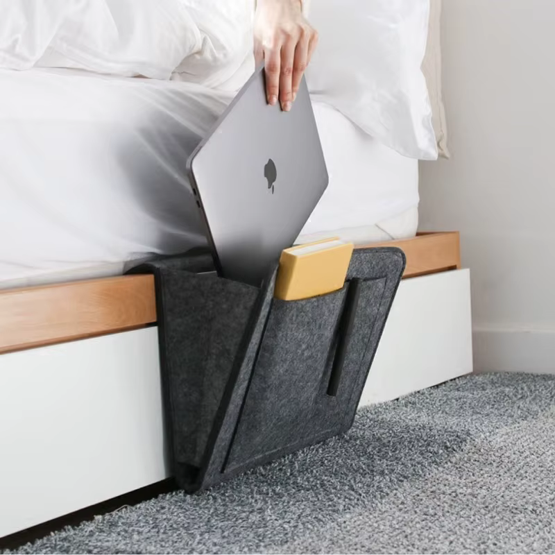 Sac de rangement suspendu en feutre, dortoir, lit, canapé, chambre à coucher, tapis, contenu de maga