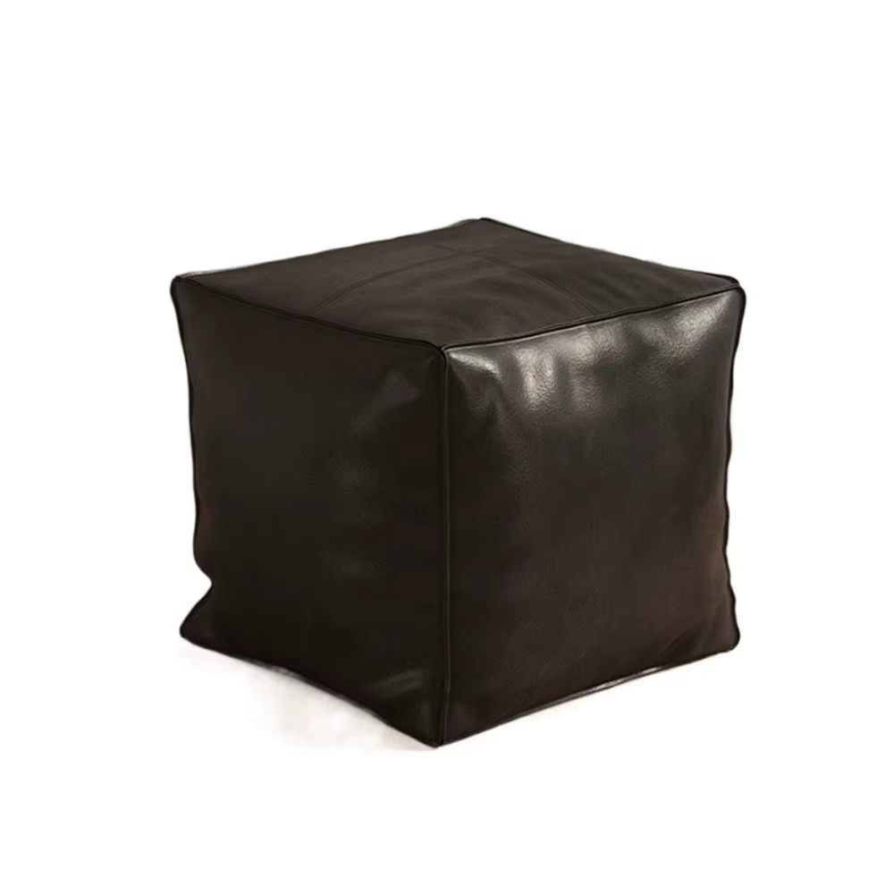 Pouf ottoman de luxe léger antidérapant en cuir PU imperméable sans rembourrage, grande capacité, ép
