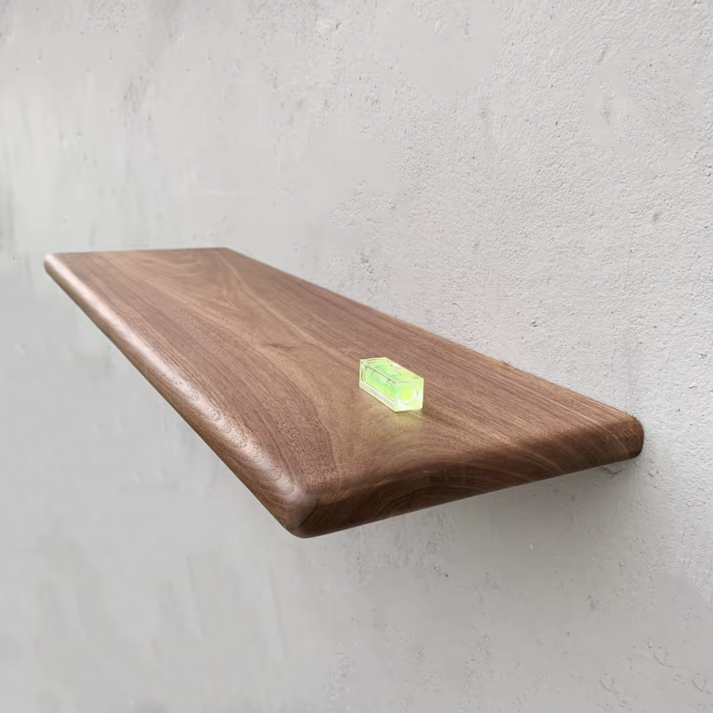 Étagère murale à déflecteur en noyer noir, étagère murale personnalisée en bois massif pour bureau e