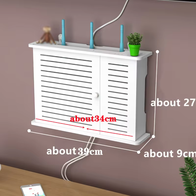Étagère de rangement pour routeur Wifi sans fil, boîte de rangement murale suspendue en bois et plas