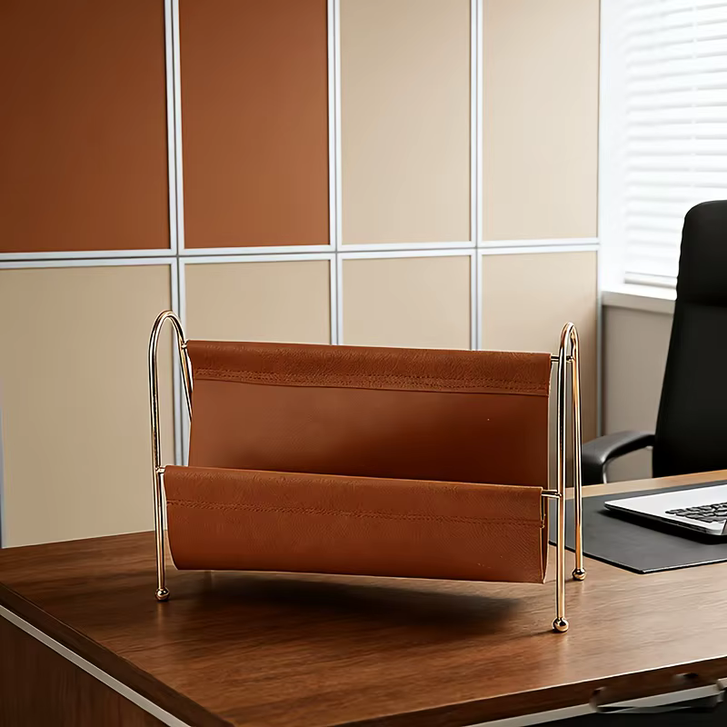 Organisateur de bureau moderne pour la maison, support de rangement de bureau en métal doré pour pet