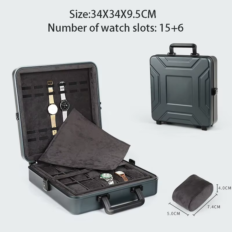 Boîte de montre de luxe avec serrure, valise d'affaires portable, stockage de montres, collection d'