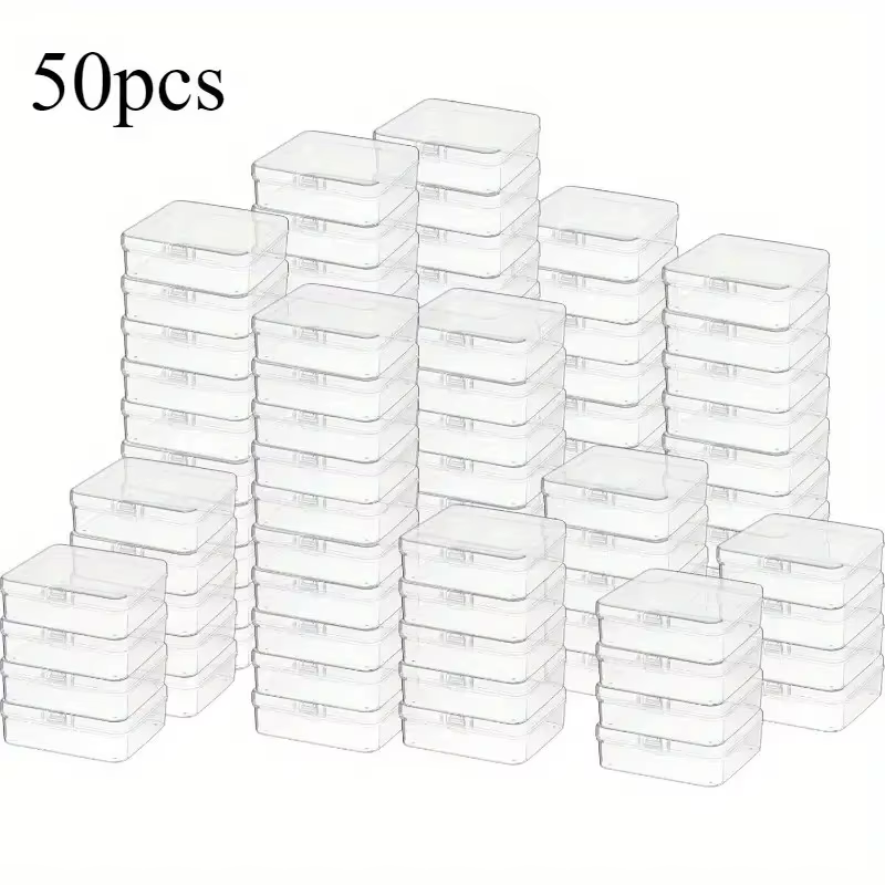 50 boîtes de rangement en plastique transparent avec couvercles transparents - Contenants d'organisa