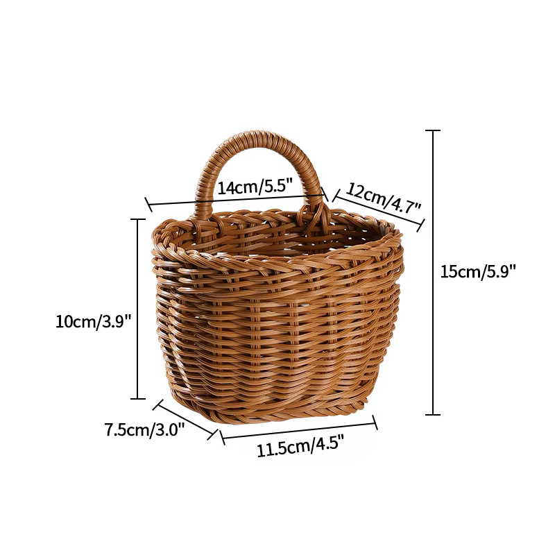 Panier de rangement tissé à la main, paniers de fruits, légumes et fleurs, sac de courses en rotin, 