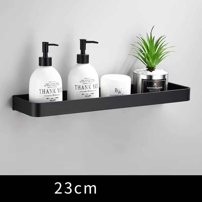 Étagère murale de salle de bain en aluminium noir, peut se fixer dans un angle, idéal pour la douche