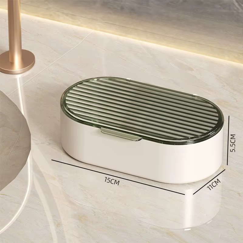 Boîte à Savon Couvertée Double Couche avec Drainage, Support de Rangement pour Savon de Salle de Bai