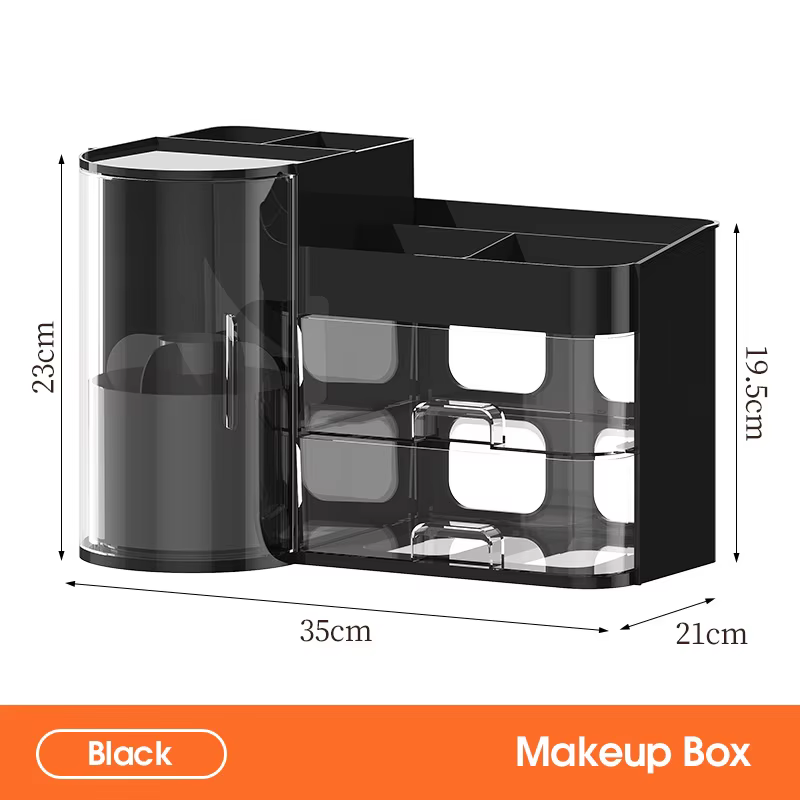 Boîte de rangement pour cosmétiques, style tiroir, anti-poussière, grande capacité, rotative, pour c