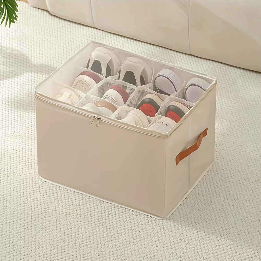 [Boîte de rangement pour chaussures anti-poussière] Organisateur de chaussures pliable en tissu Oxfo
