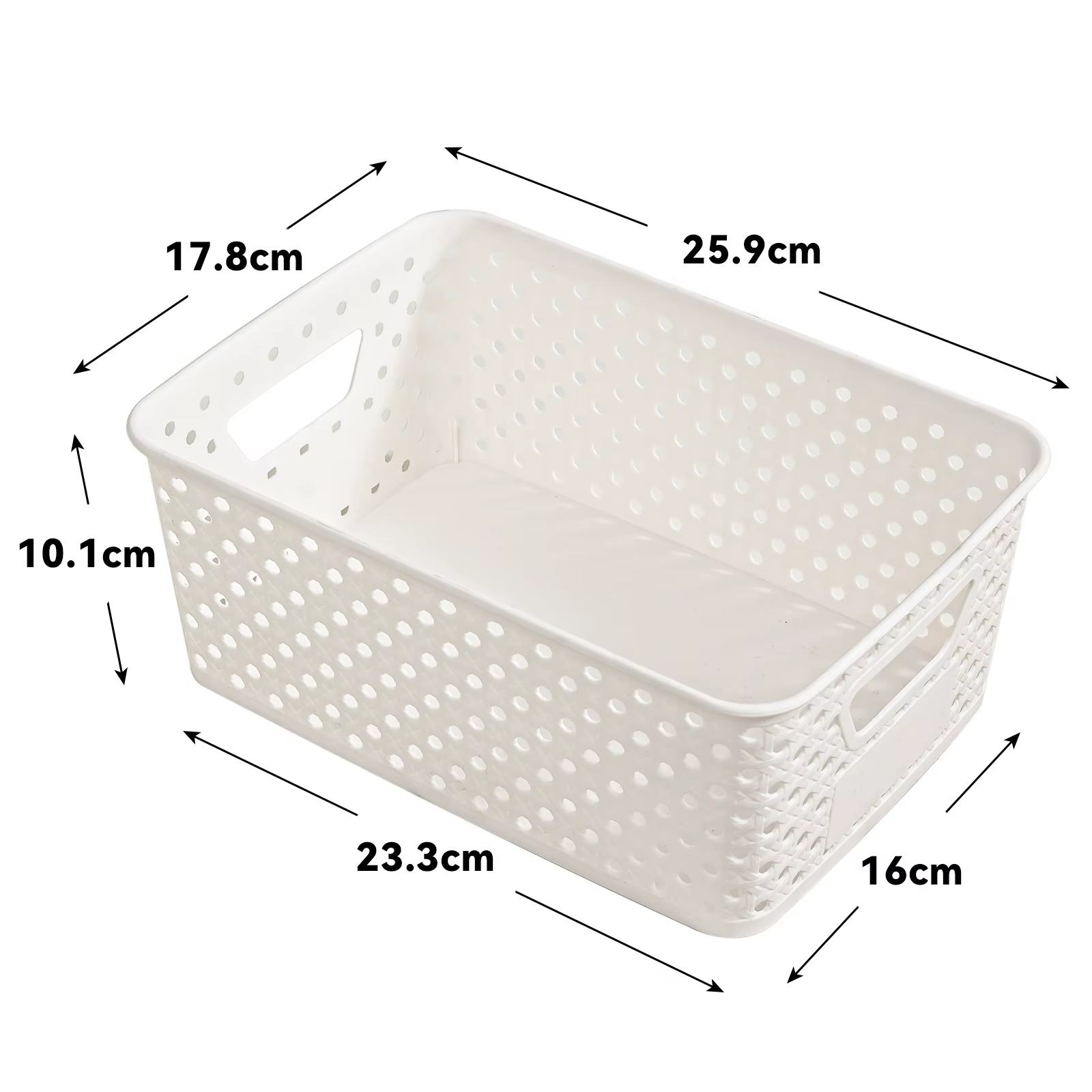 Paniers de rangement en plastique, paniers de rangement pour étagères avec poignées, petits bacs de 
