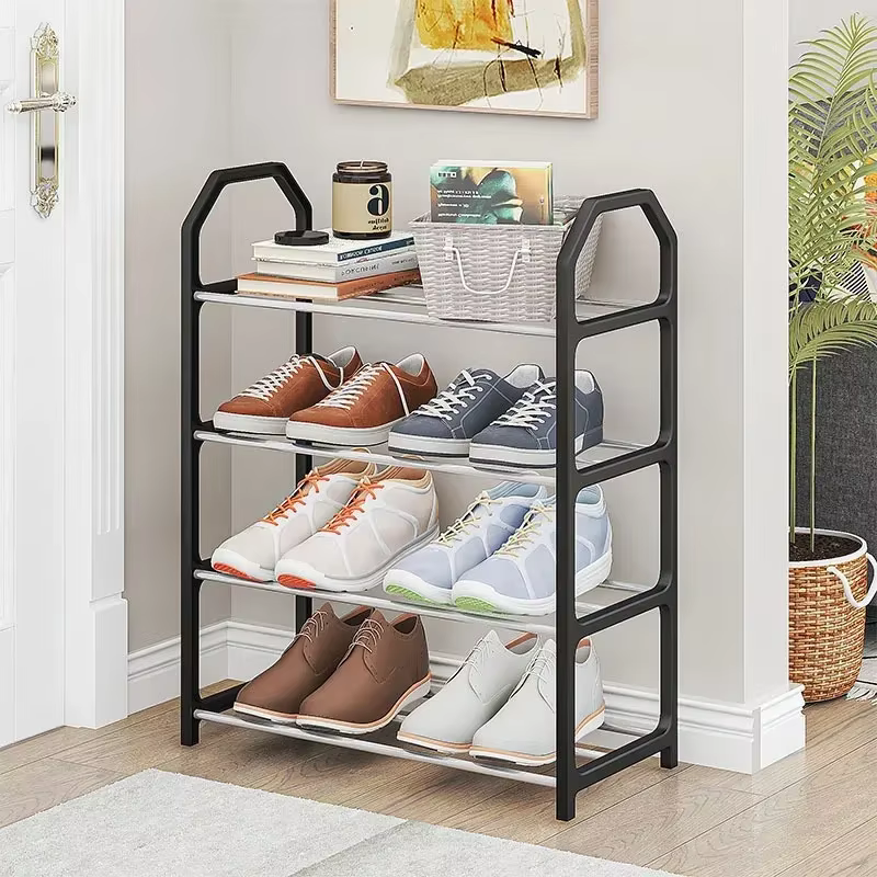 Étagère à chaussures créative simple à 4 niveaux - Armoire de rangement multifonctionnelle pour la m