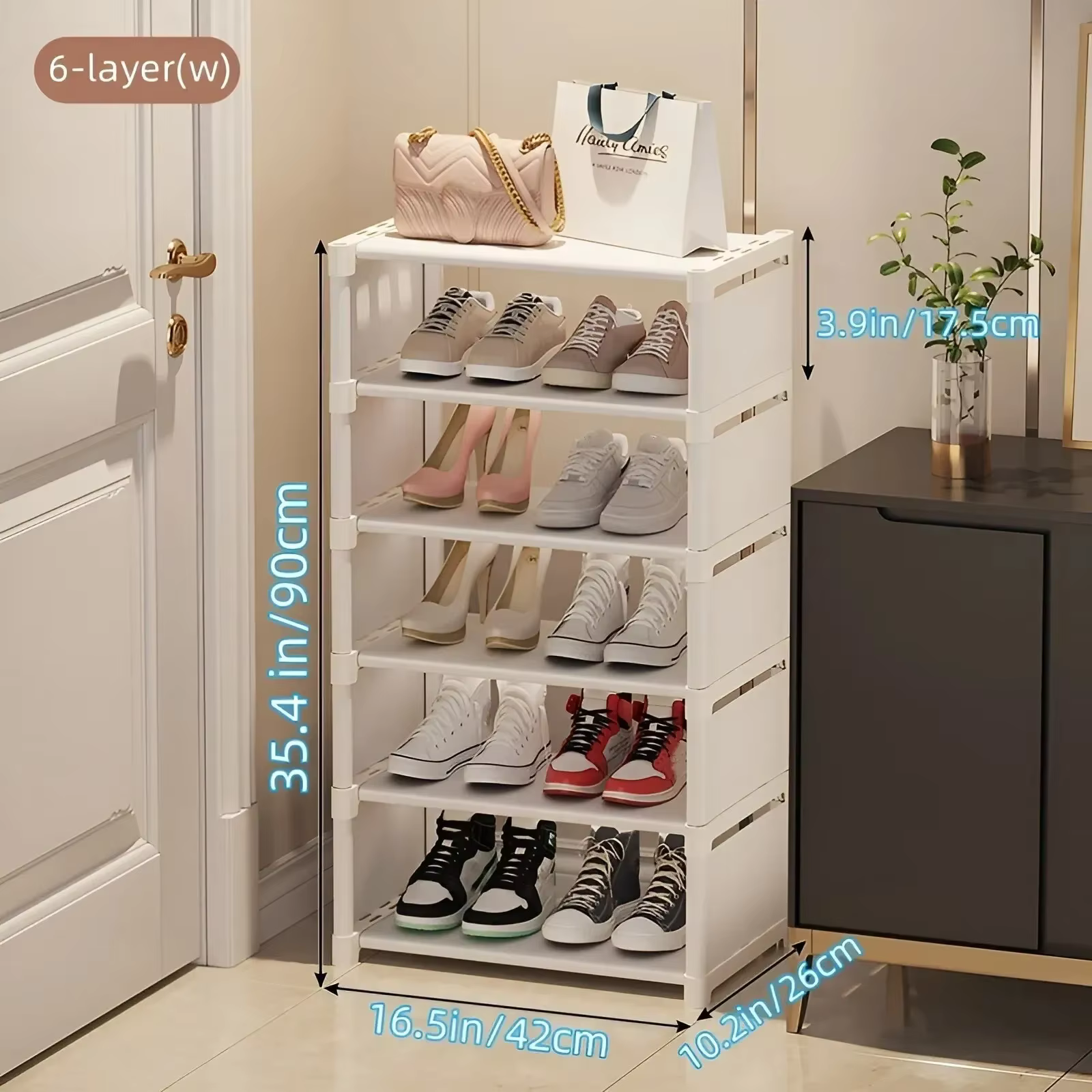 Étagère à chaussures en tissu à 6/8 niveaux avec structure métallique, organiseur de rangement pour 