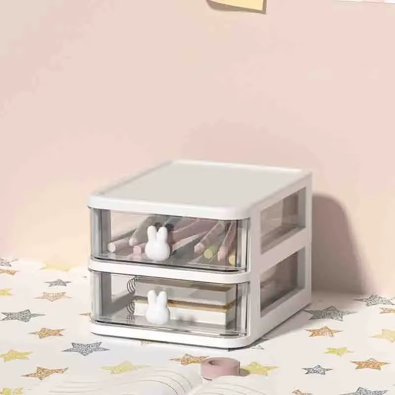 Boîte de rangement multi-niveaux transparente en PP (2-5 niveaux) – Organisateur de bureau modulaire