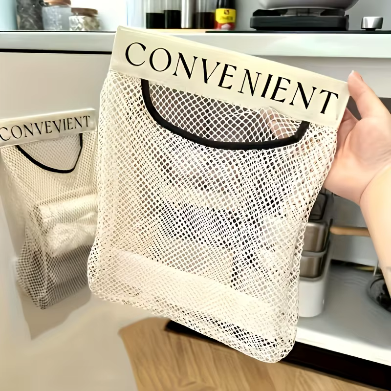 1 grand sac de rangement mural en maille, respirant et réutilisable, adapté au rangement sur les por