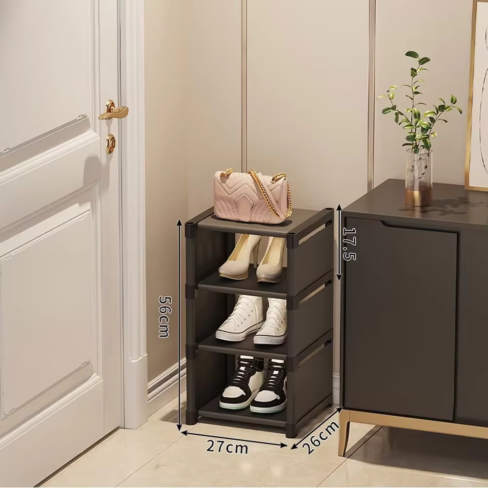Étagère à chaussures simple et empilable pour espaces étroits, rangement multi-niveaux pour entrée, 