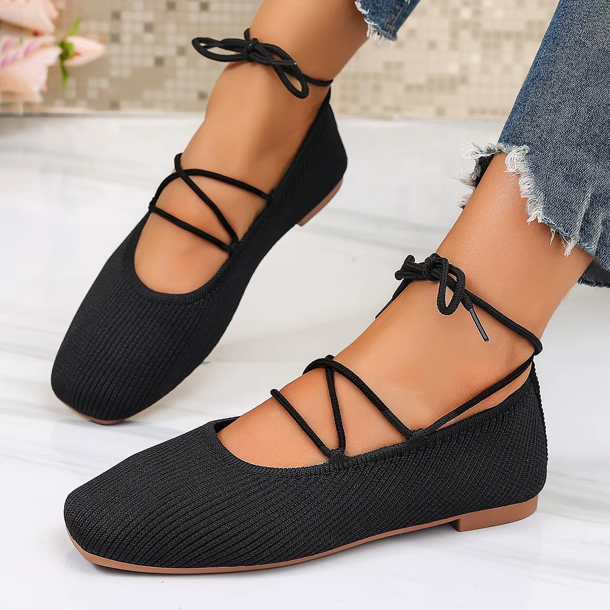 Chaussures plates françaises 2026 – Nouveauté été – Bout rond – Respirantes – Légères – Ballerines t
