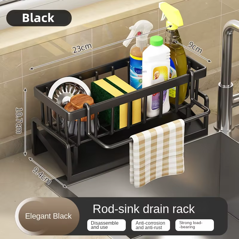 Étagère de cuisine, rangement pour torchons, étagère de drainage, rangement sans perçage, support à 