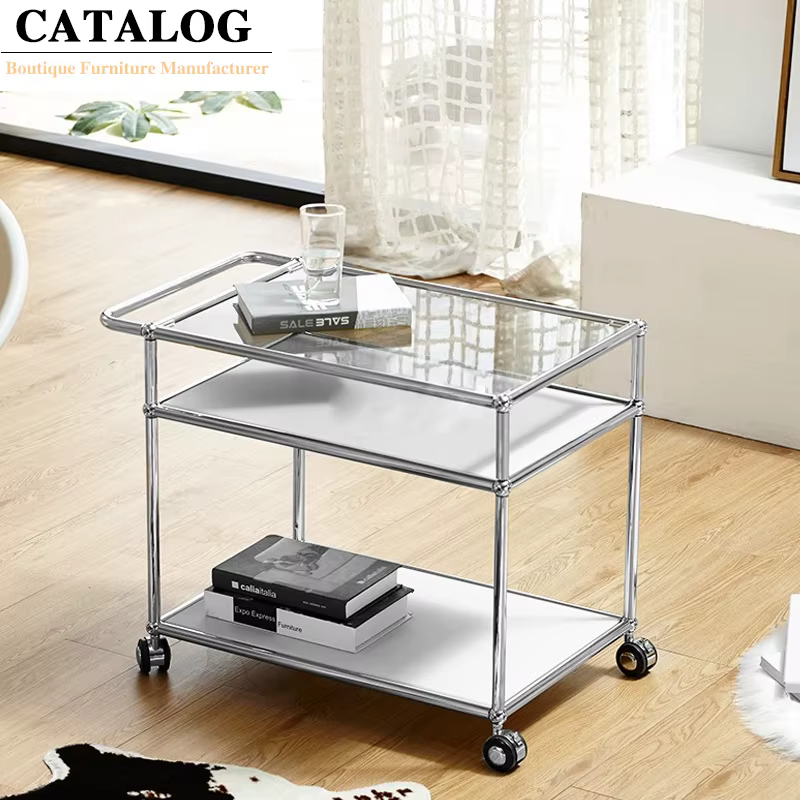 Étagère de rangement de Table d'appoint pour meubles de salon, armoire de chariot à roues multicouch