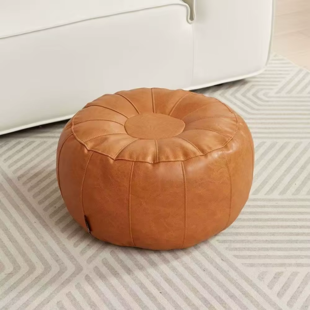 Pouf de rangement minimaliste antidérapant en similicuir, non rembourré, à remplir de vêtements, ban