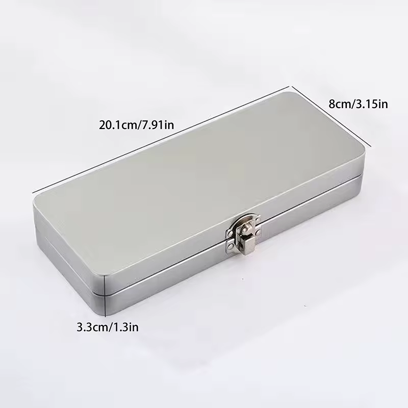 NOUVEAU! Boîte rectangulaire en métal gris argenté durable avec couvercle, idéale pour ranger les fa