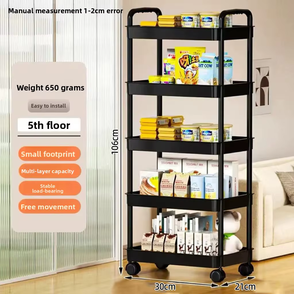 Étagère de rangement de cuisine à 5 niveaux, chariot mobile, étagère de rangement multi-niveaux sur 