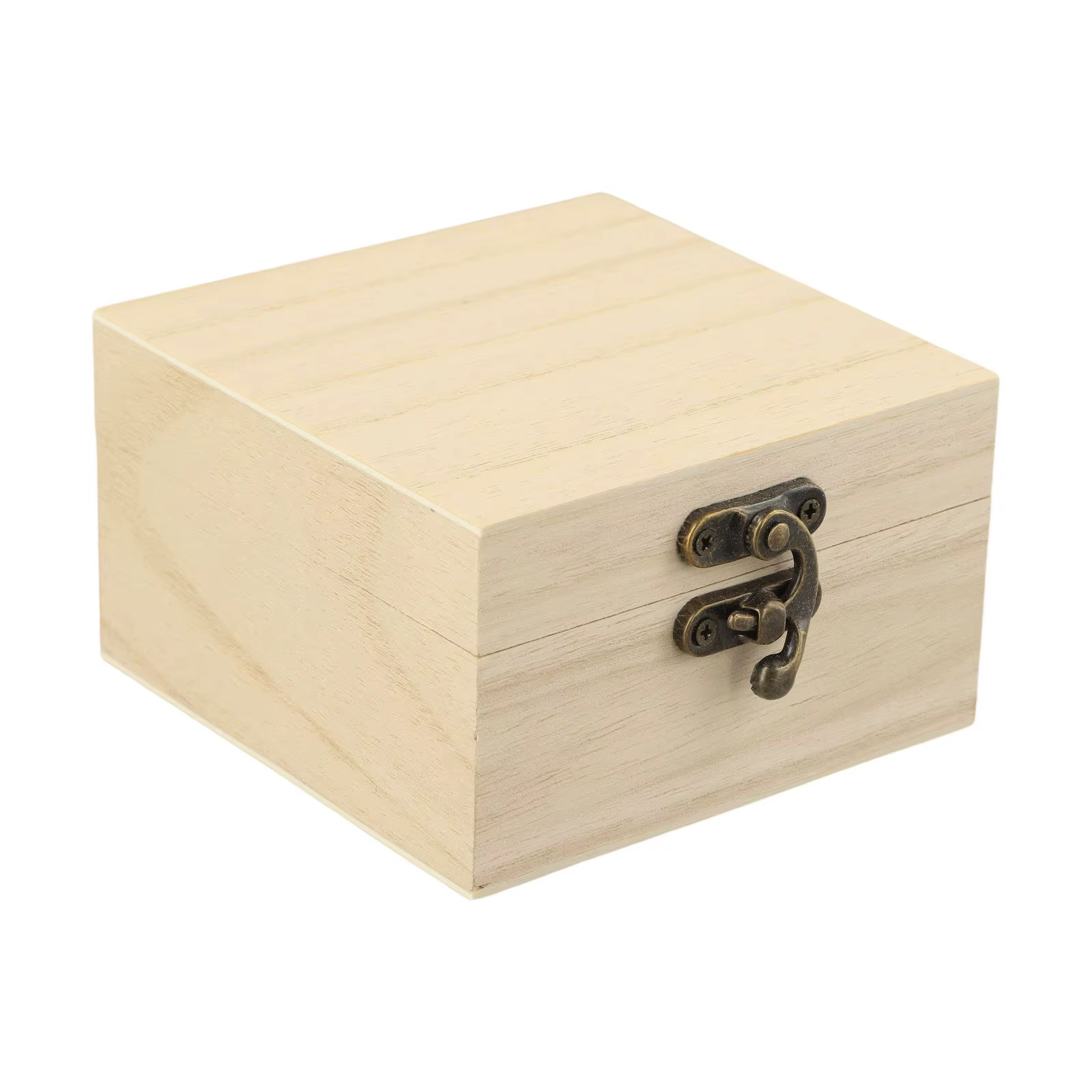 Boîte de rangement carrée en bois, boîte en bois rétro à couvercle rabattable, boîte cadeau 10x10x6C