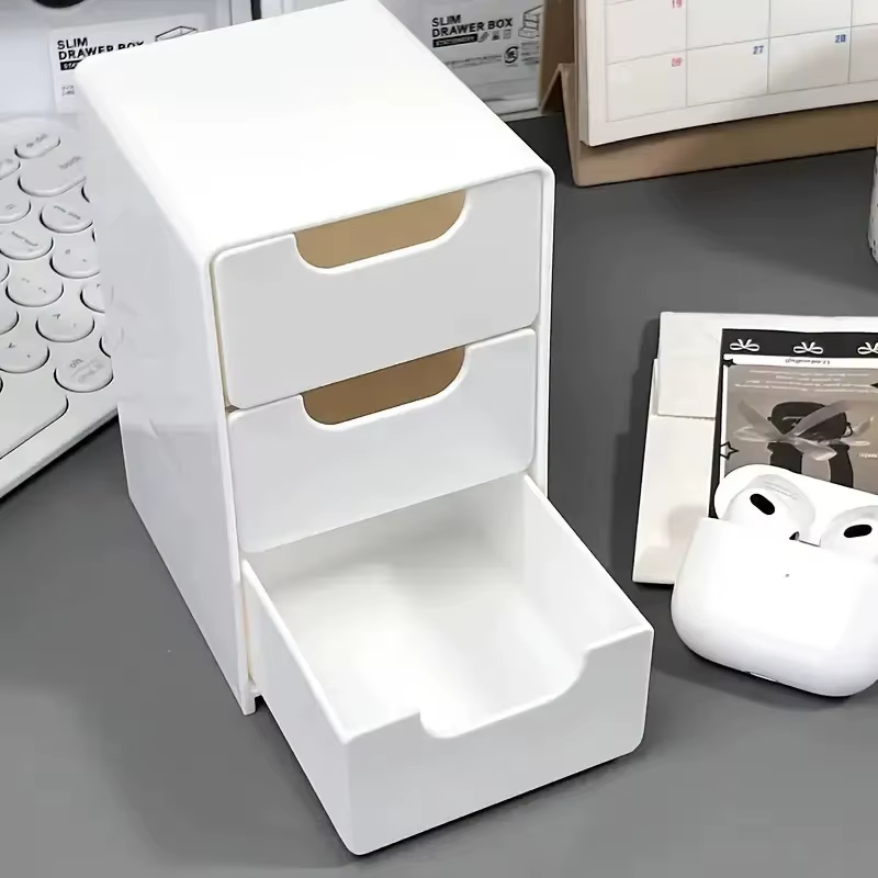 Boîte de rangement de cosmétiques en plastique à 3 niveaux, organisateur avec tiroirs, rangement de 
