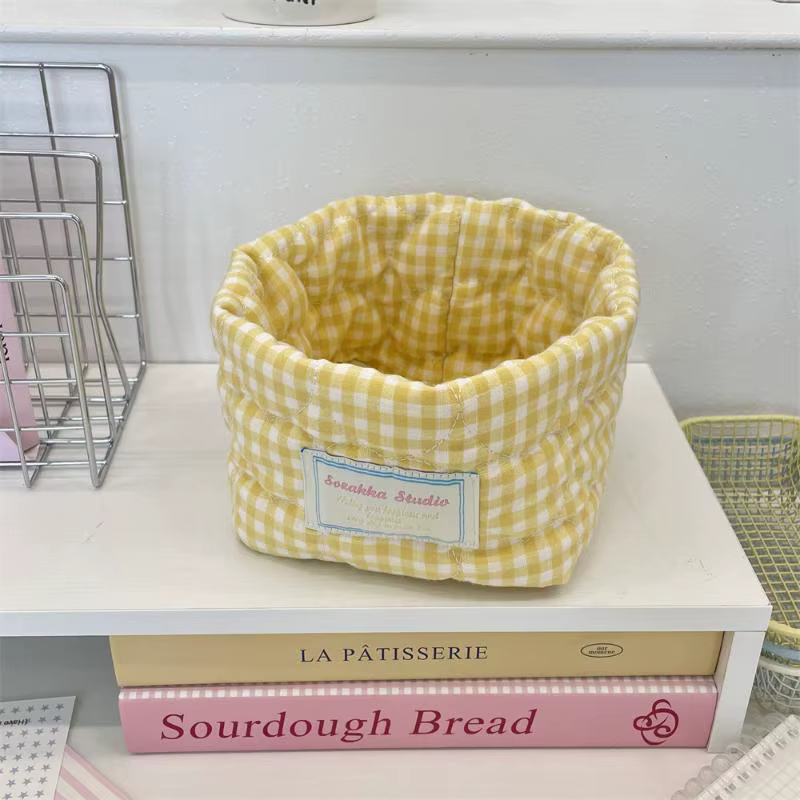 Panier de rangement pliable en tissu à carreaux, bac de rangement lavable pour jouets, livres, vêtem