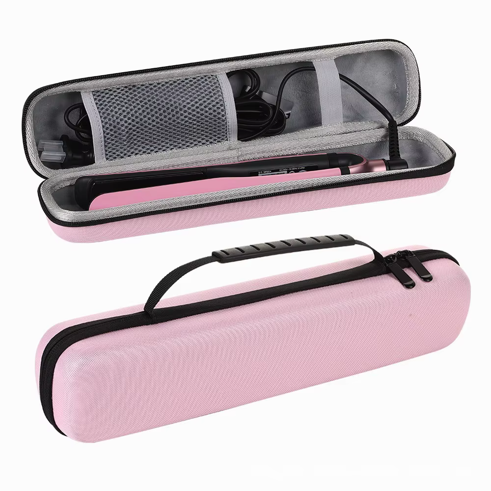 Boîte de rangement pour fer à friser en EVA rigide, anti-pression, avec poche en maille, organiseur