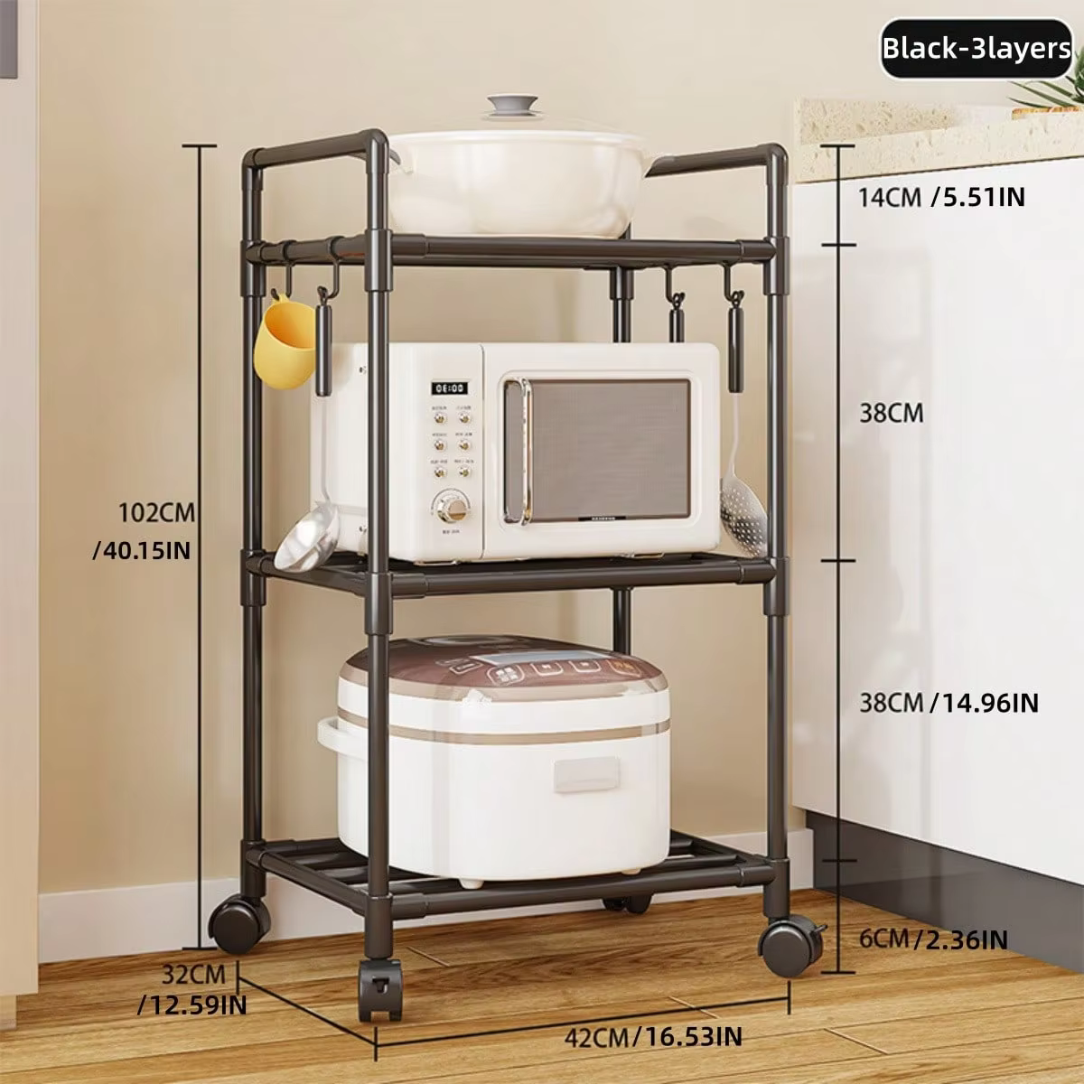 Étagère de rangement de cuisine - Unité d'étagères multi-niveaux sur pied - Étagère de rangement - R