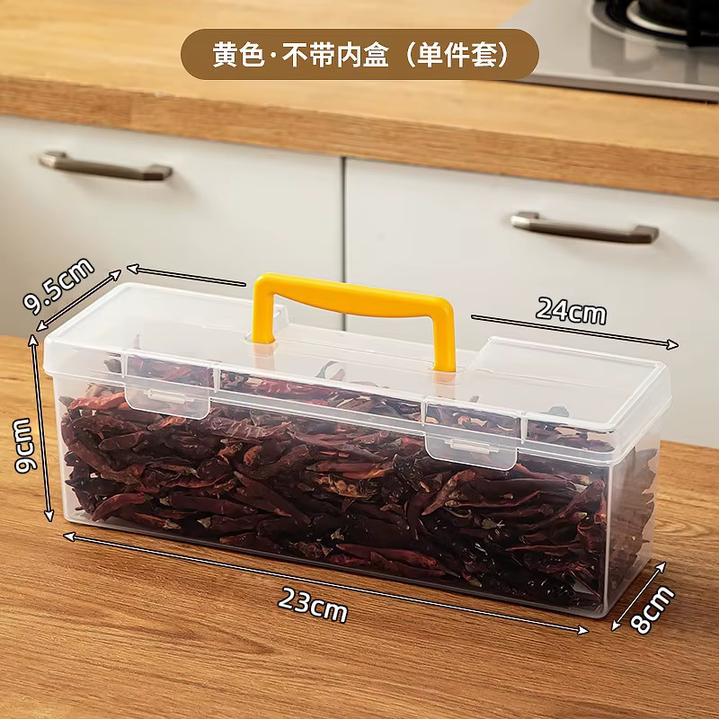 Boîte de rangement transparente grande capacité pour épices avec poignée, conteneur à assaisonnement