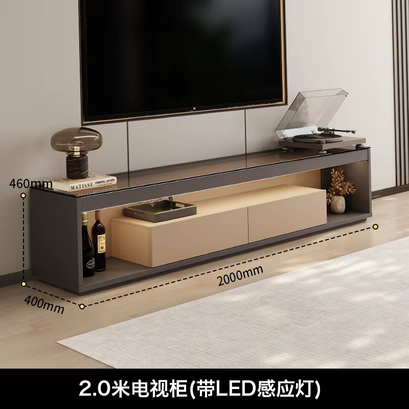 Verre Transparent Tv Table Meuble de rangement sol de luxe moderne Tv Table Center de divertissement